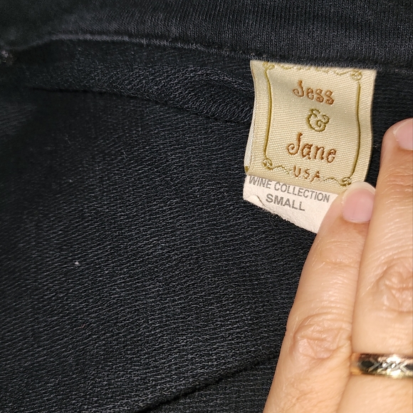 Vintage Jess & Jane French Terry Jacket Small Zip Front Wine Bottle Theme Blue - Picture 7 of 8